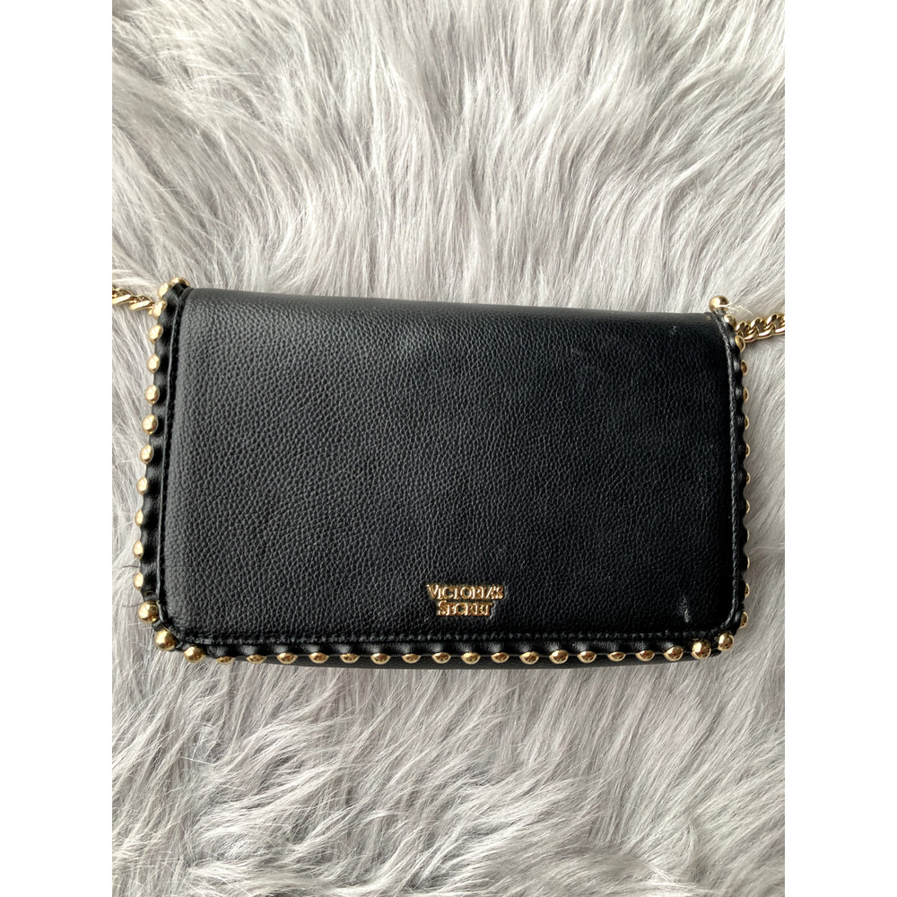 Victoria's Secret Purse Black Chain Strap Stud Crossbody Shoulder Bag Womens - Picture 2 of 12